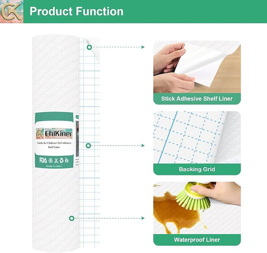 Self-Adhesive Shelf Liner Kitchen Liner, Waterproof Backed Paper Easy Peel and - Image 2