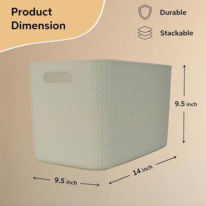 Storage Bins with Bamboo Lid – Stackable, and Home – Elegant Wicker-Style - Image 6