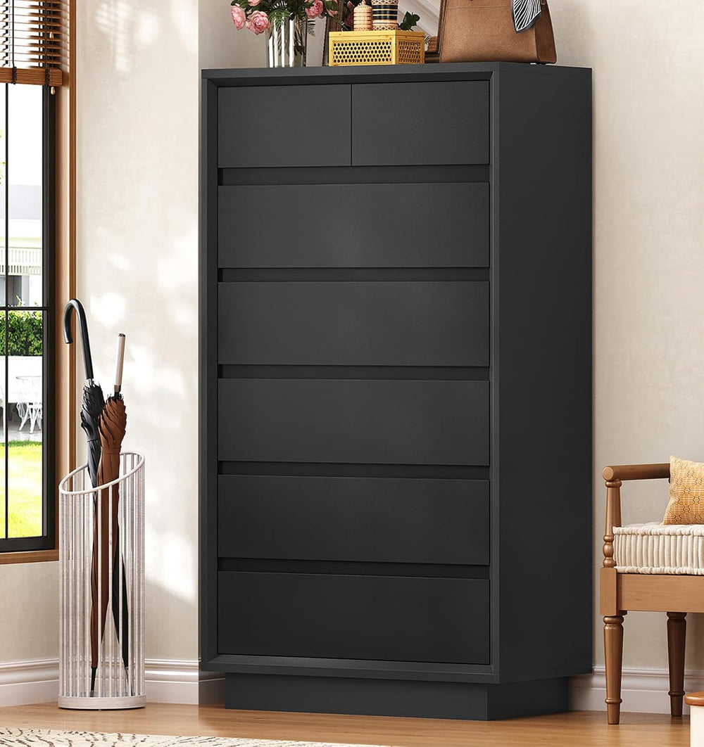 TEENFON 51.6" Tall Dresser for Bedroom, Black Dresser, 7 Drawer Dresser