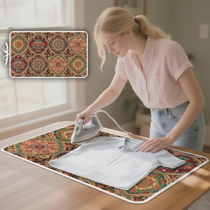 Folding Ironing Mat Heat and Steam Resistant Mandala Ironing Pad 32 x 16 Inch - Image 3