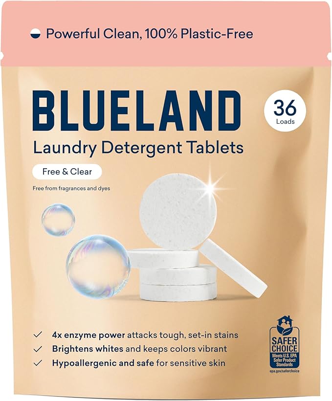 BLUELAND Laundry Detergent Tablets, Plastic-Free Eco-Friendly Pods, Liquid by BLUELAND