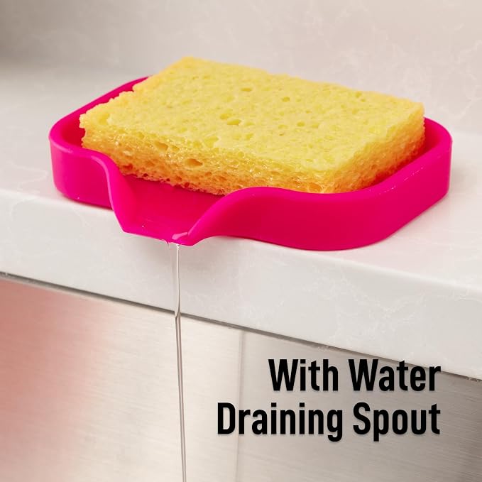 Zulay Kitchen Small Silicone Sponge Holder – Space-Saving Sink Organizer Tray - Image 8