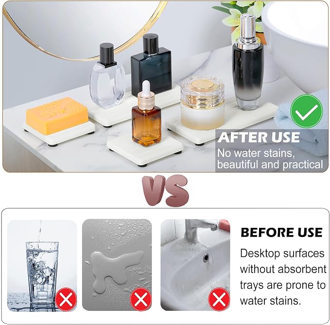 6PCS Fast Drying Diatomite Stone Sink Tray, Stone Drying Tray - Image 3