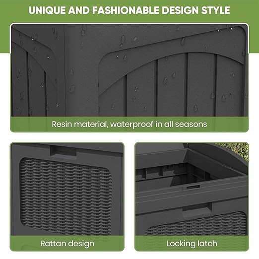 Patiowell 36 Gallon Outdoor Trash Can, Resin Outdoor Garbage Can - Image 4