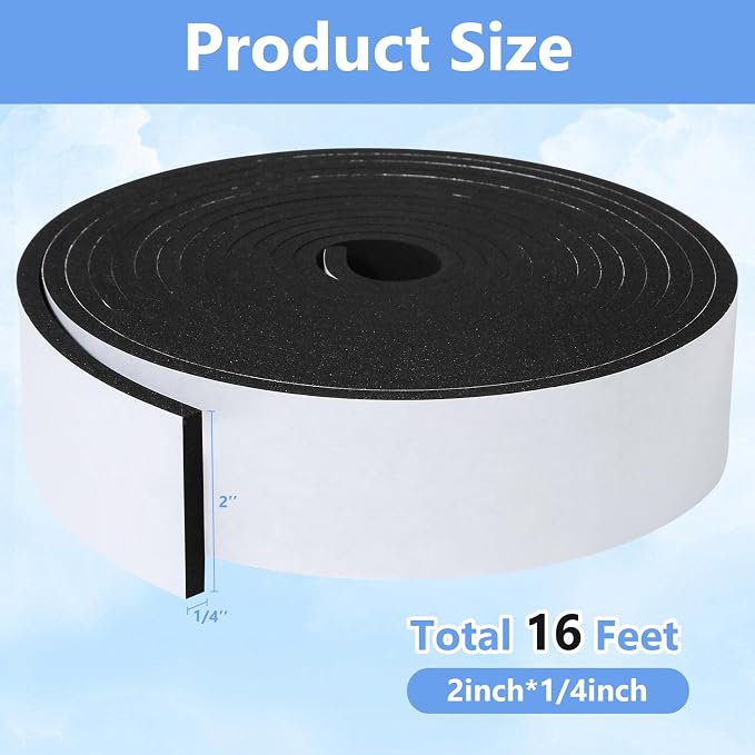Weather Stripping Door Seal Strip- 2 Inch X 1/4 Inch X 16Feet, Strong Adhesive - Image 2
