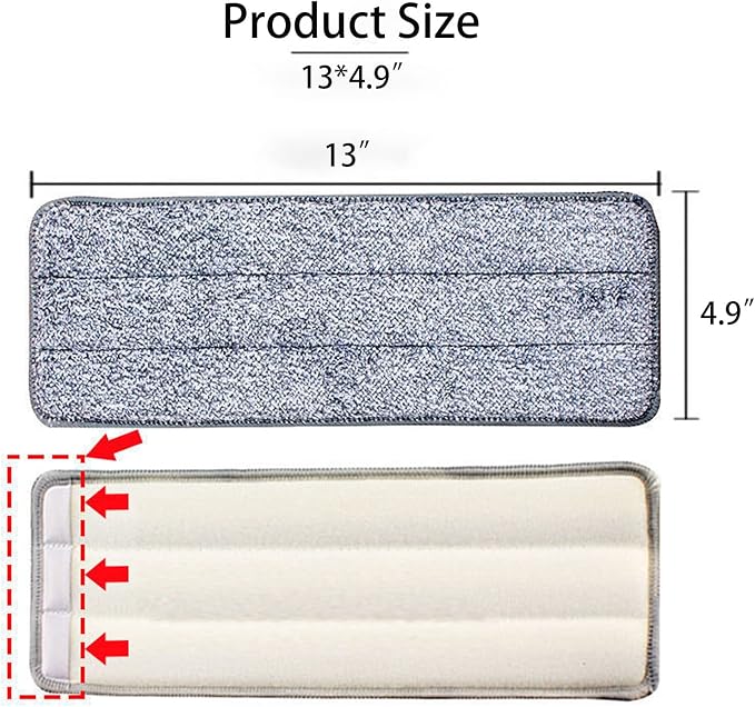 10 Pack 13 * 4.9" Generic Mop Pads Mop Head Refill Washable Wet/Dry Mops Flat - Image 3