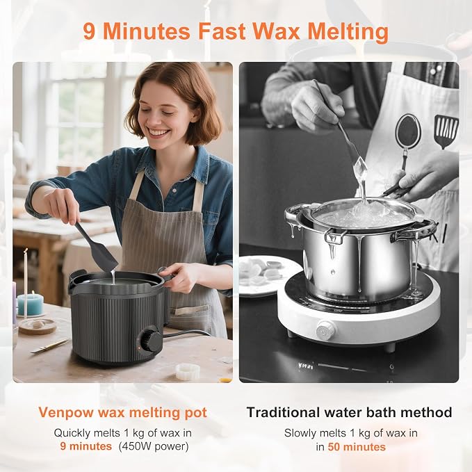 venpow Candle Wax Melter with Pour Spout, Candle Making Kit - Image 3