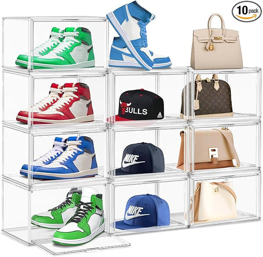 10 Pack Acrylic Shoe Storage Box Clear Plastic Stackable Acrylic Display Case by EDSFAM