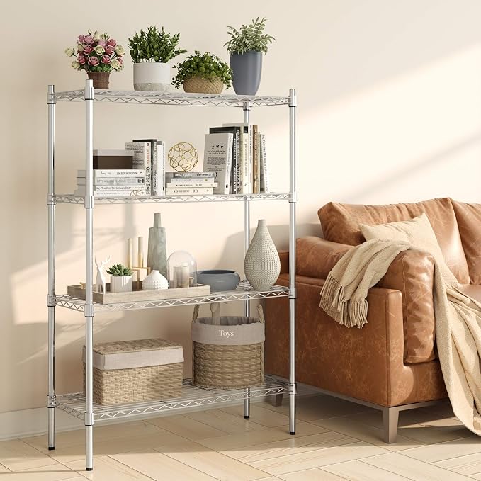 Auslar 4-Shelf Storage Wire Shelves Heavy Duty 4 Tiers Standing Shelving Units - Image 9
