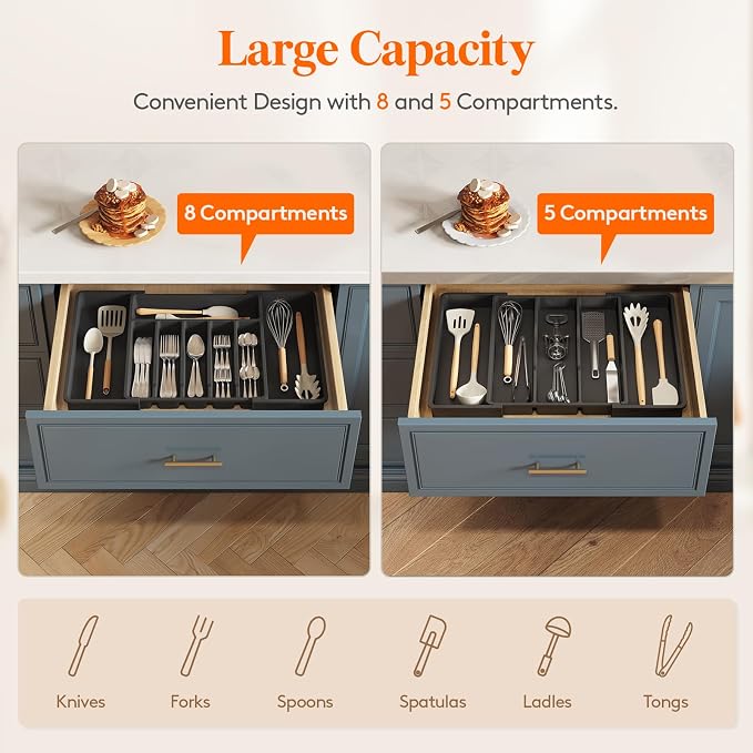 Lifewit Silverware Drawer Organizer and Utensil Organizer Set, Expandable - Image 2