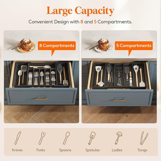 Lifewit Silverware Drawer Organizer and Utensil Organizer Set, Expandable - Image 2