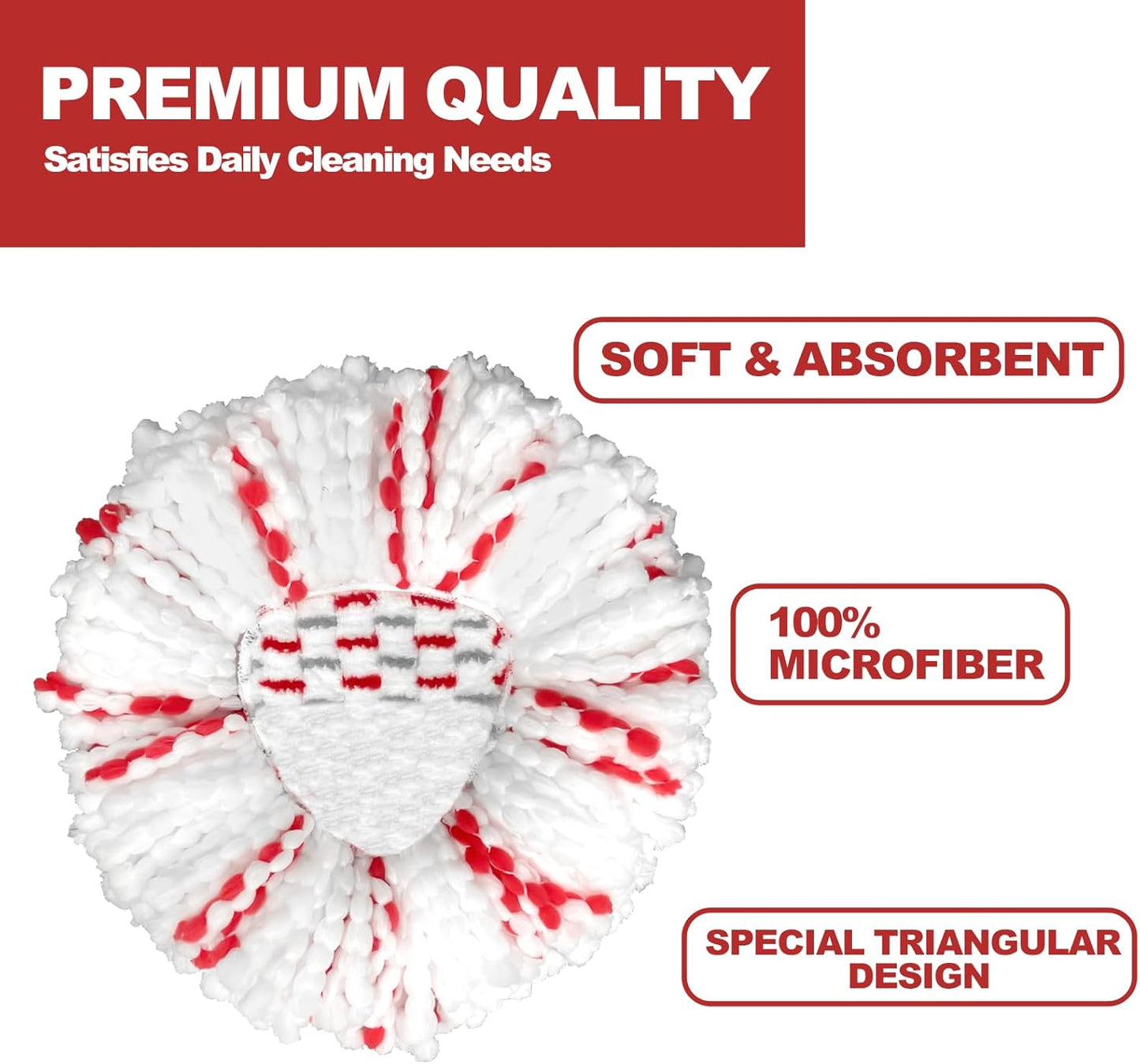 [2026 New Version] Mop Head Replacement - 40% More Cleaning Power, 3 Pack Spin Mop Replacement Head for Easy Wring 1-Tank System, Easy Cleaning, Microfiber and Machine Washable