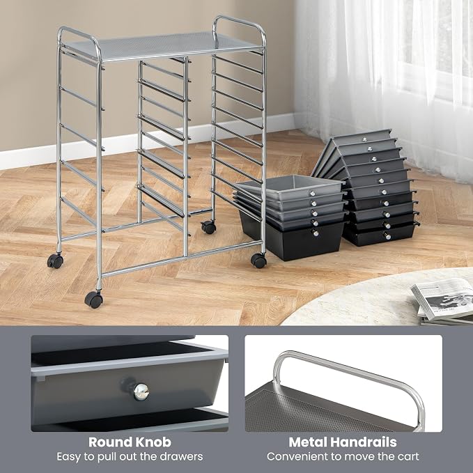 GOFLAME 15-Drawer Rolling Storage Cart, Utility Cart - Image 6