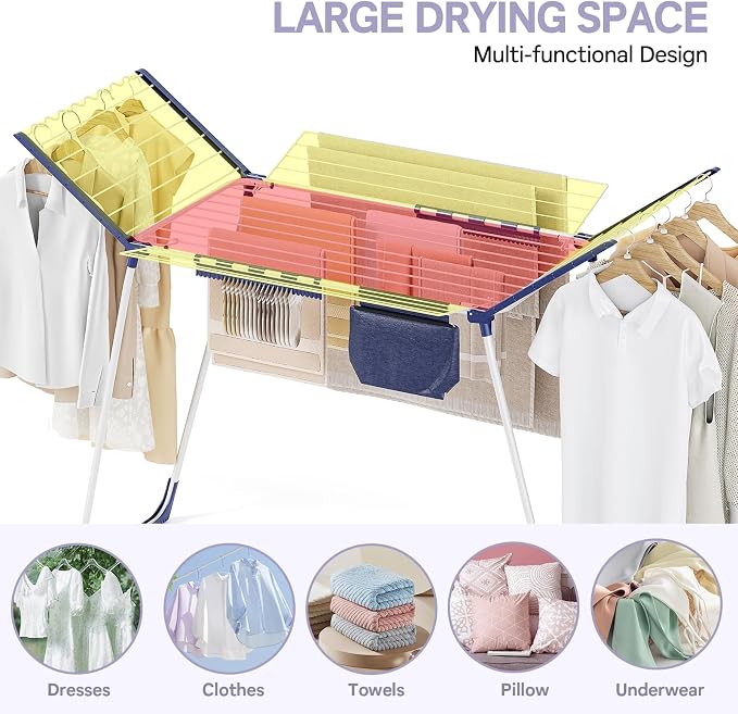 APEXCHASER Clothes Drying Rack Foldable, Drying Rack Clothing Large Space - Image 6