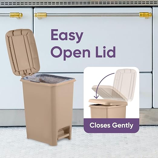 Superio 2.5 Gal Slim Step On Pedal Plastic Trash Can, Waste Bin - Image 6