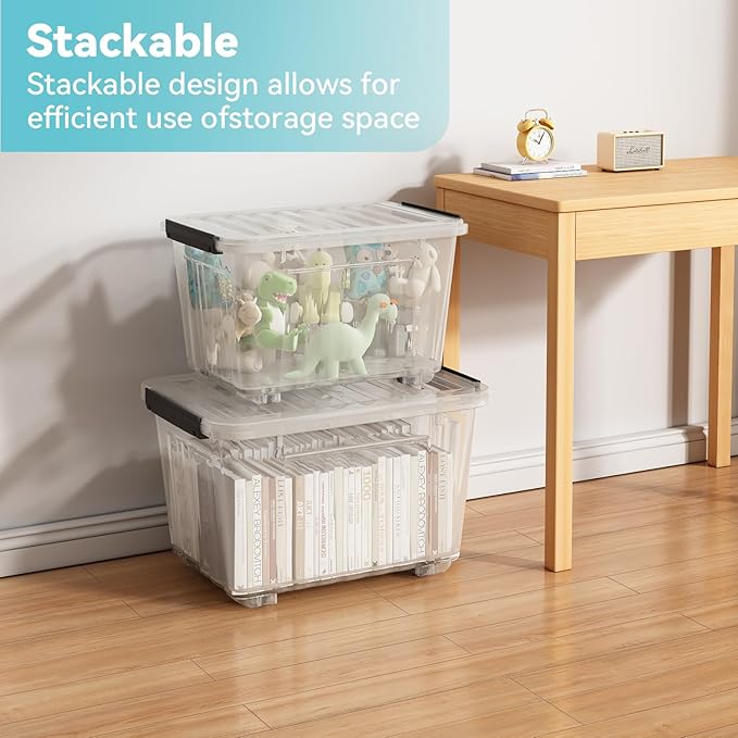Nazhura 97Quart Plastic Storage Bin, Stackable and Nestable Storage Boxes - Image 5