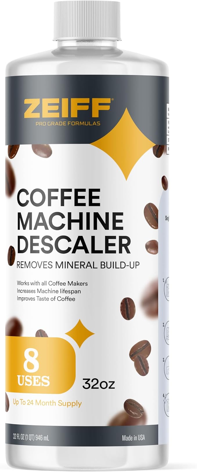 Coffee Machine Descaler - 32oz - Compatible - Coffee and Espresso Machine by Zeiff