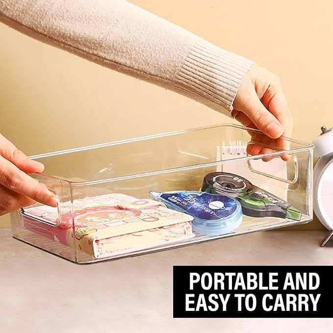 Clear Plastic Storage Bins, Home Bathroom Laundry Room Freezer Refrigerator - Image 7