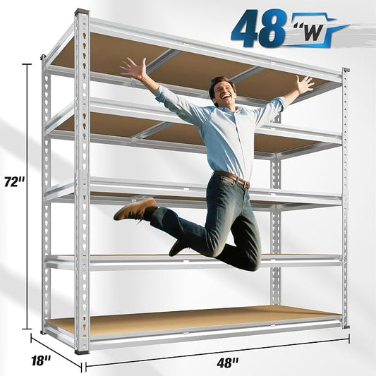 REIBII Garage Shelving, 5 Tier Storage Shelves Load 3000LBS, Adjustable Garage - Image 2