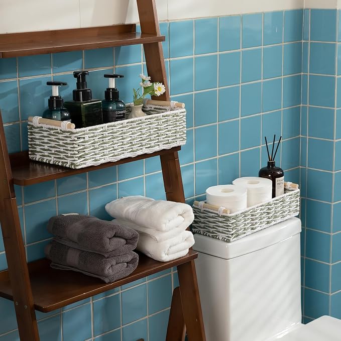 OIAHOMY Toilet Paper Baskets Handmade Paper Rope Decorative Wicker Storage Tank - Image 6