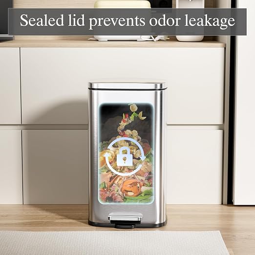 AthLike Trash Can, Stainless Steel Kitchen Garbage Can, Step Waste Bin - Image 7