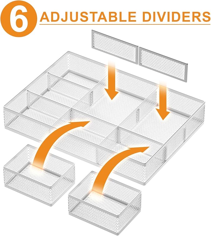 Marbrasse 3 Packs White Desk Drawer Organizers, Drawer Organizer Tray - Image 2