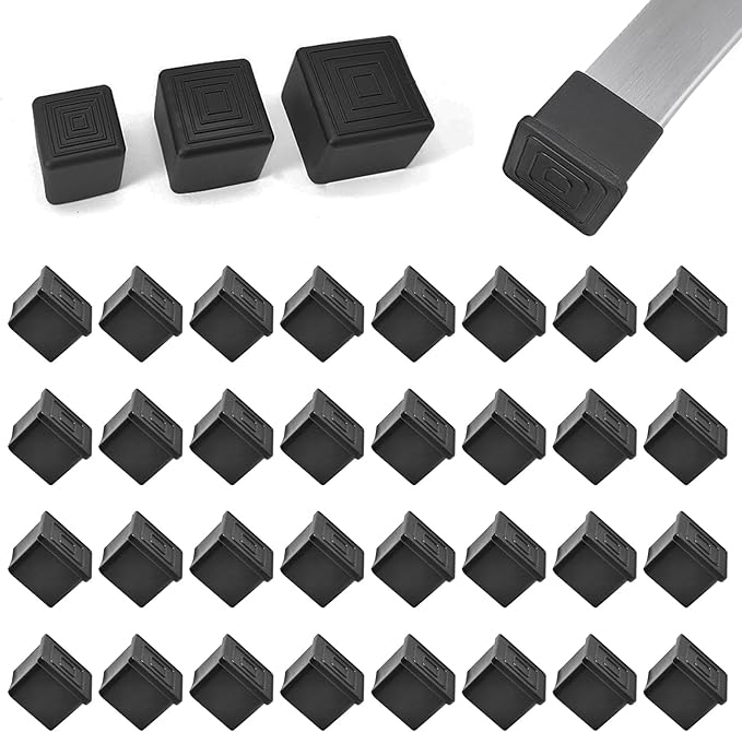 32 Pcs 1-1/4" x 1-1/4" Square Rubber Chair Leg Caps, PVC Table Leg Covers by BOPOREAE