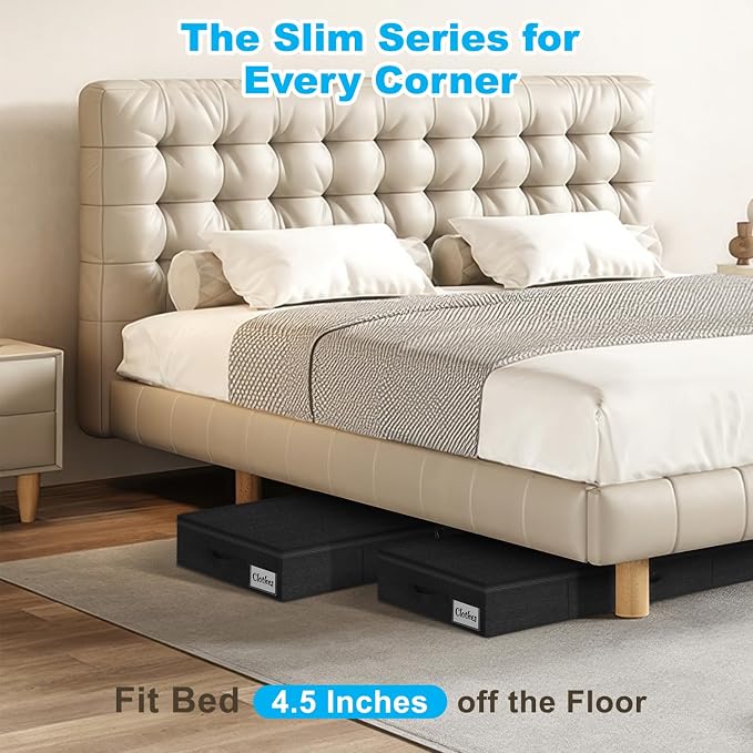 Under Bed Storage Container Bin 4 Pack, 4.5 Inch Slim Low Profile Underbed - Image 2