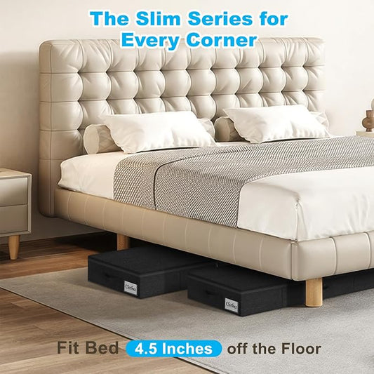 Under Bed Storage Container Bins 2 Pack, 4.5 Inch Slim Low Profile Underbed - Image 2