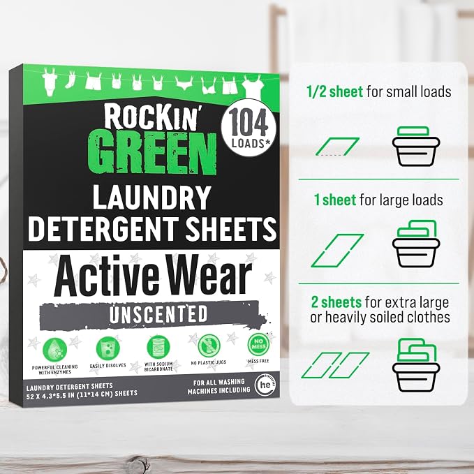Rockin' Green Active Wear Travel Laundry Detergent Sheets Unscented - Image 5