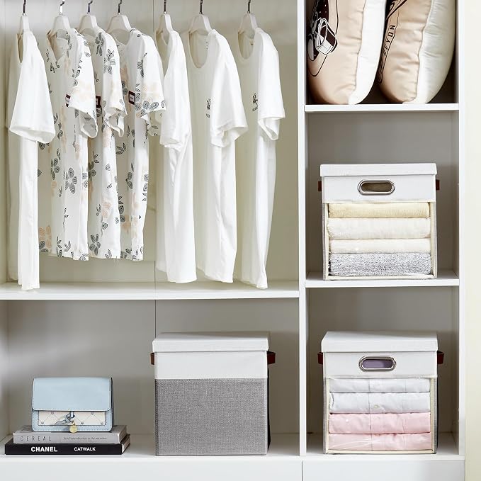 Fabric Storage Cubes with Clear Windows and Lids, Decorative Storage Boxes - Image 8