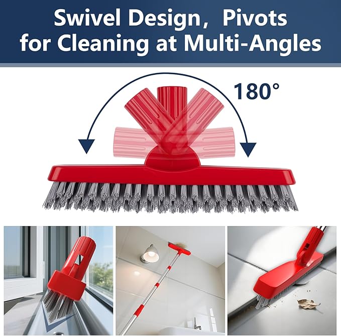 ITTAHO 2 Pack Grout Brush with Long Handle, Swivel Cleaning Grout Line Scrubber - Image 4