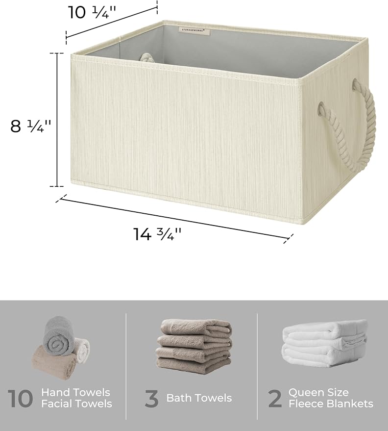 StorageWorks Storage Baskets for Shelves, Foldable Fabric Closet Storage Bins - Image 2