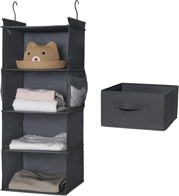 MAX Houser 4-Shelf Hanging Closet Organizer, Space Saver, Cloth Hanging Shelves - Image 3