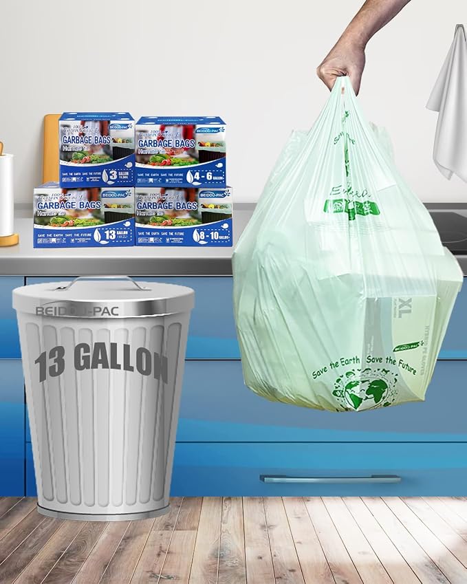 13 Gallon Compostable Trash Bags, Compost Bags Tall Kitchen Trash Bags - Image 5
