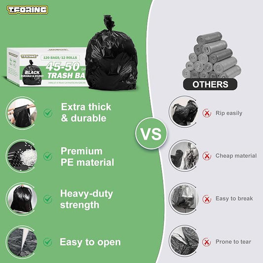 45-50 Gallon Black Trash Bags 120 Count - Image 2