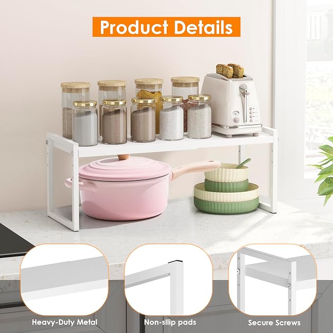 DOLALIKE Expandable Kitchen Countertop Organizer, Stackable Cabinet Shelf - Image 5