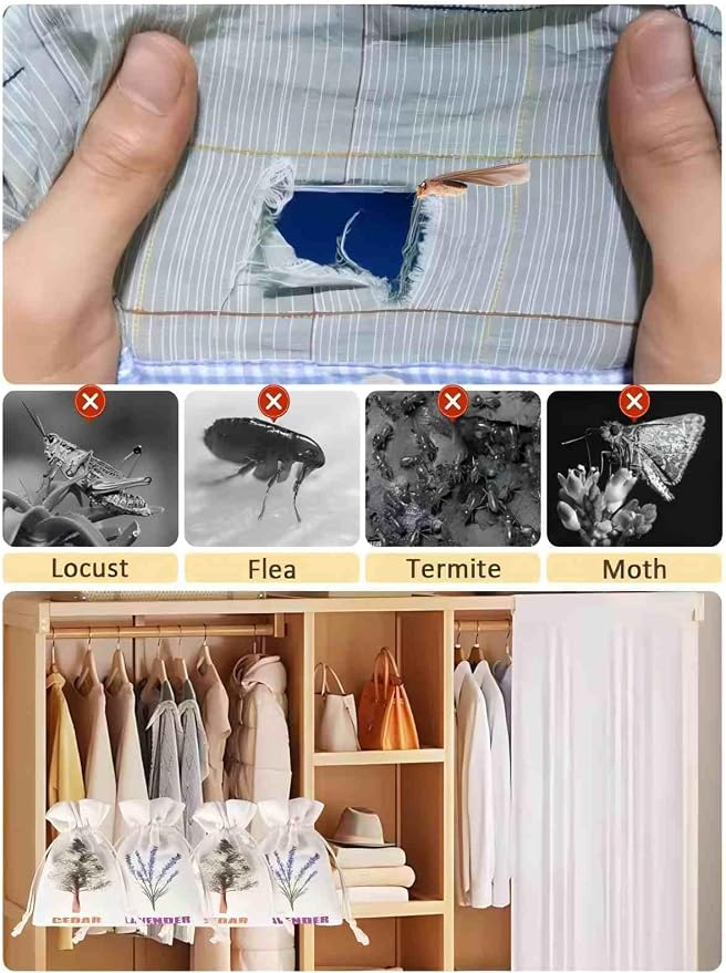 8 Pack Cedar Chips and Natural Dried Lavender Sachets Bags - Image 3
