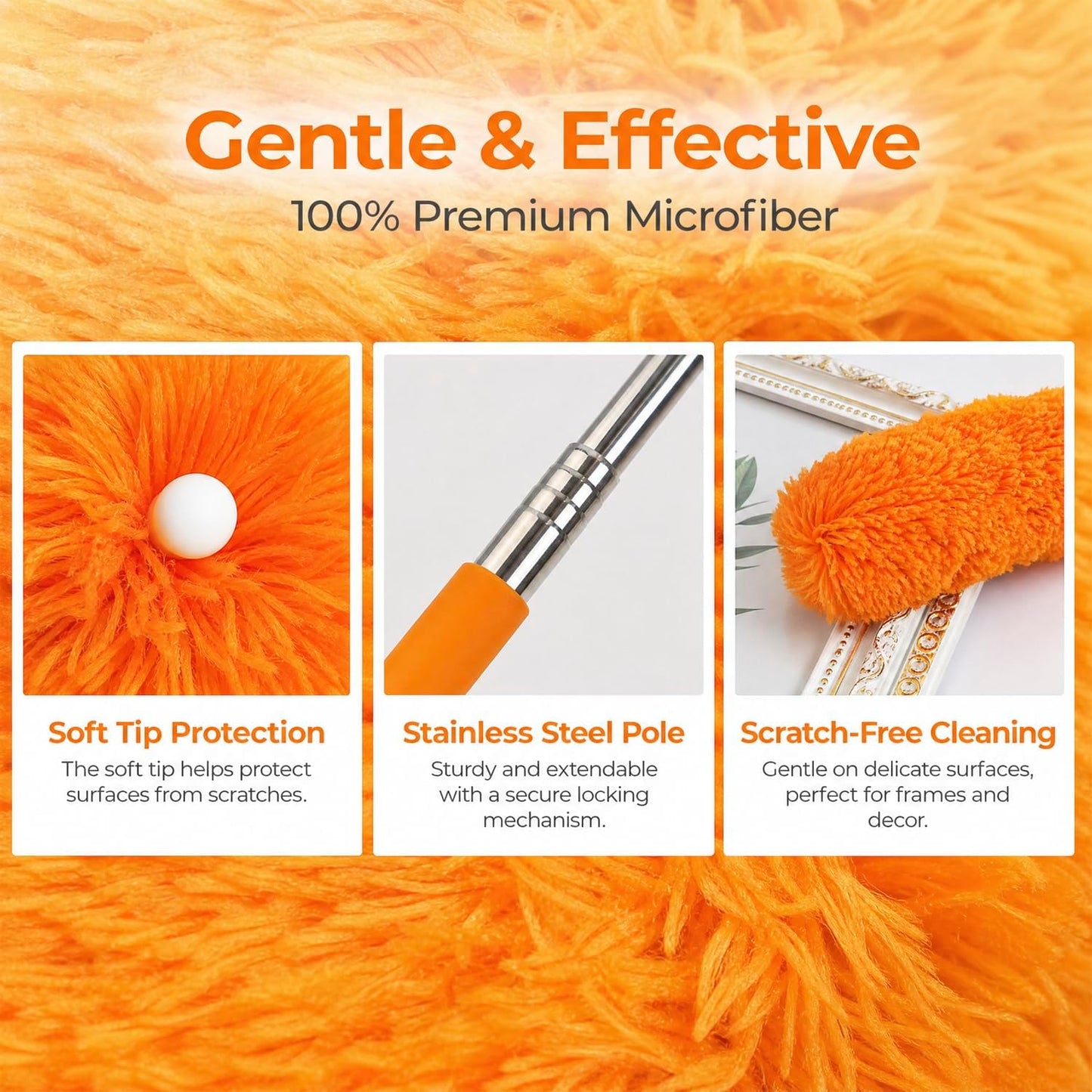 2 Pack Small Washable Microfiber Feather Duster, Microfiber Head, 13" to 30" Extendable Pole, Cleaning Tool for Office, Car, Computer, Furniture