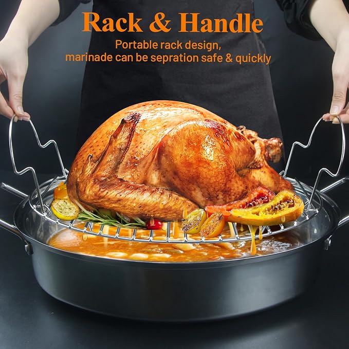 16.5inch Oval Roasting Rack for Oven, Gifts for Mom Men Wife, Stainless Steel - Image 5