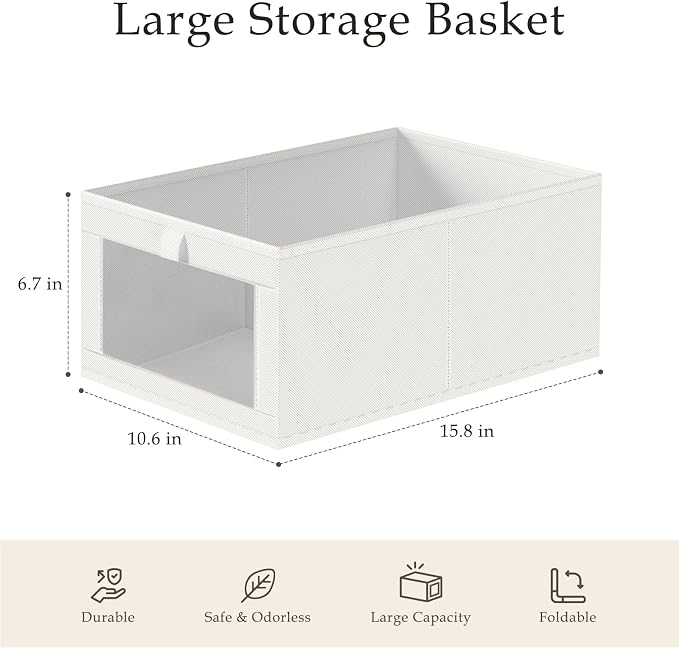 Criusia 4 Pack Closet Organizers and Storage, Large Linen Closet Baskets - Image 3