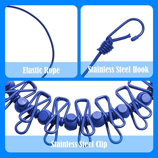 2 Pack Camping Clothesline Portable 12 Clothespins, Retractable Clothes Line - Image 2