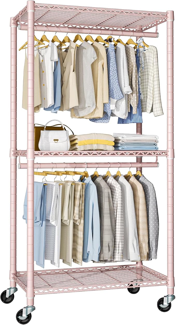 FUTASSI P1 Medium Heavy-Duty Portable Closet, Metal Rolling Clothing Rack by FUTASSI