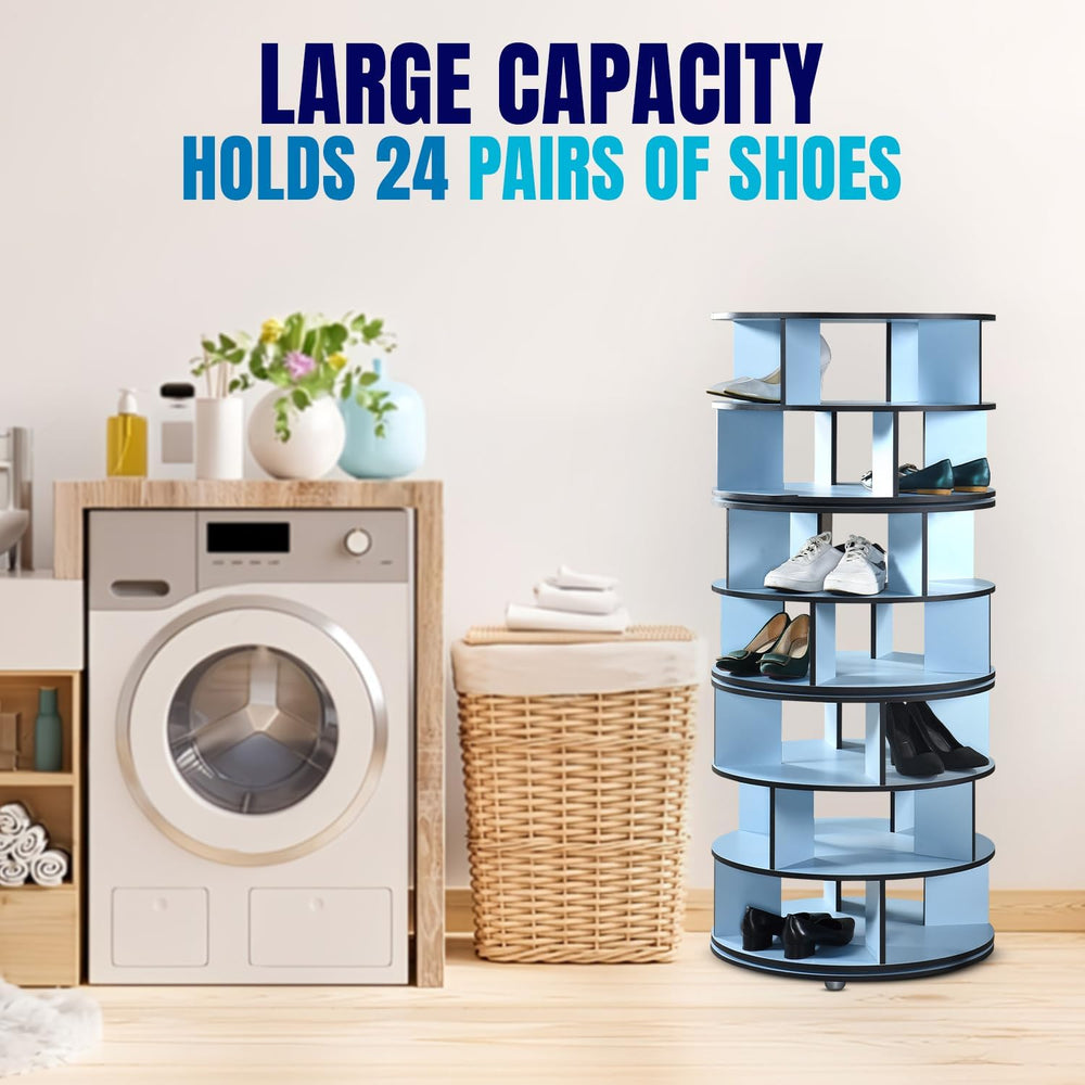 Kings Brand Furniture - 7-Tier Rotating Shoe Rack, 360° Revolving Lazy Susan ...