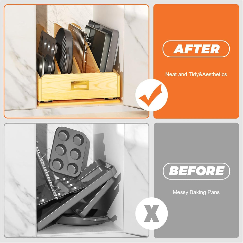 Pull Out Organizer for Cabinets, Baking Sheet Organizer