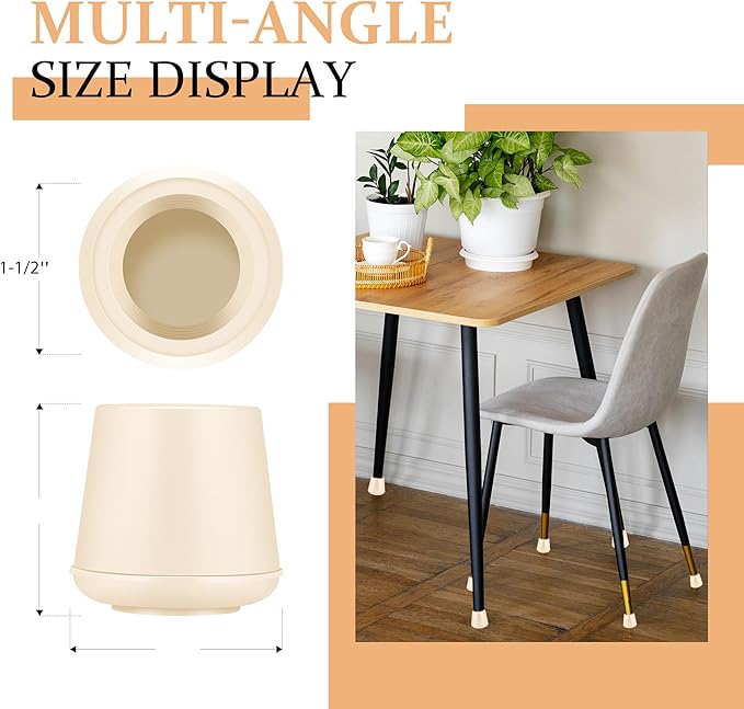 1-1/2" Round Rubber Chair Leg Tips Caps, Chair Leg Floor Protectors, Non-Slip - Image 2