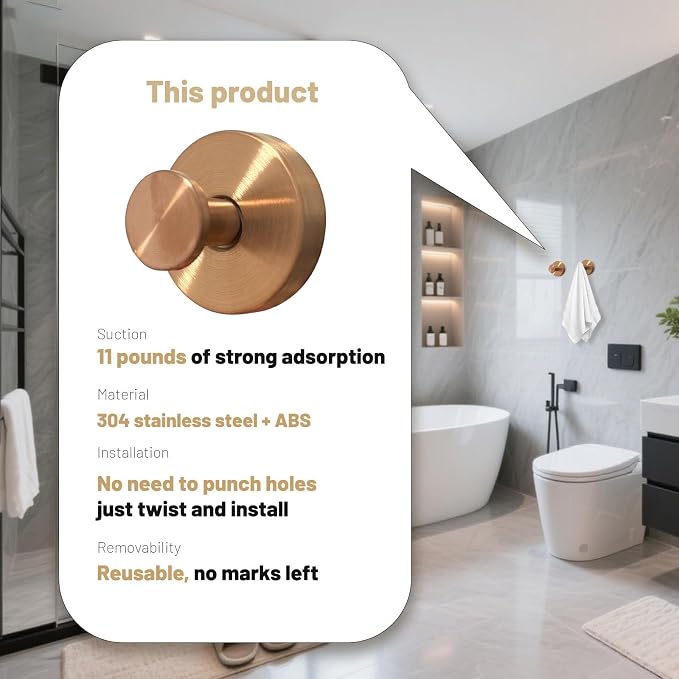 4pcs Suction Cup Hooks for Shower, Shower Towel Suction Hooks, No Drill Towel - Image 6