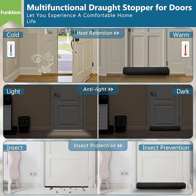 Anze Door Draft Stopper 32 inch Weighted Triangle Draft Stopper Door Air Noise - Image 5