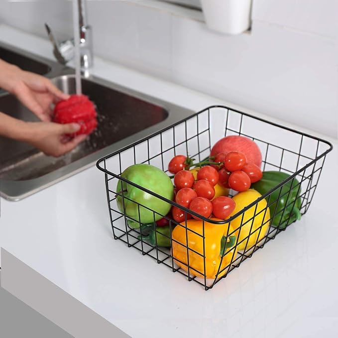 LeleCAT Wire Baskets with Handles, Wire Storage Organizer Baskets, Household - Image 4