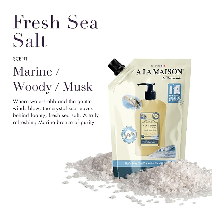 A LA MAISON French Liquid Hand Soap Eco-Friendly Refill Pouch, Fresh Sea Salt - Image 2